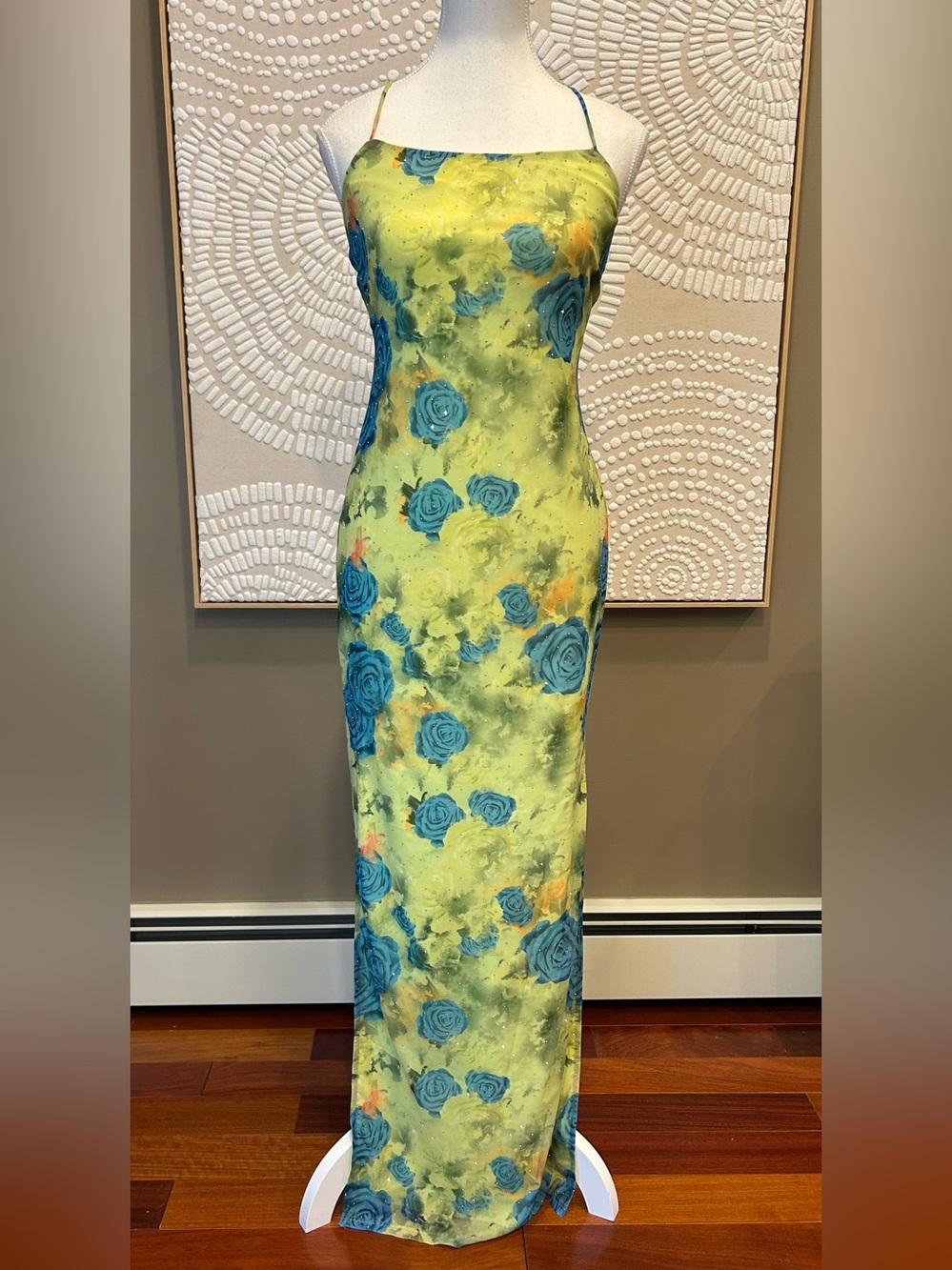Superdown Lorena Maxi Dress in yellow & blue floral size Small Like New